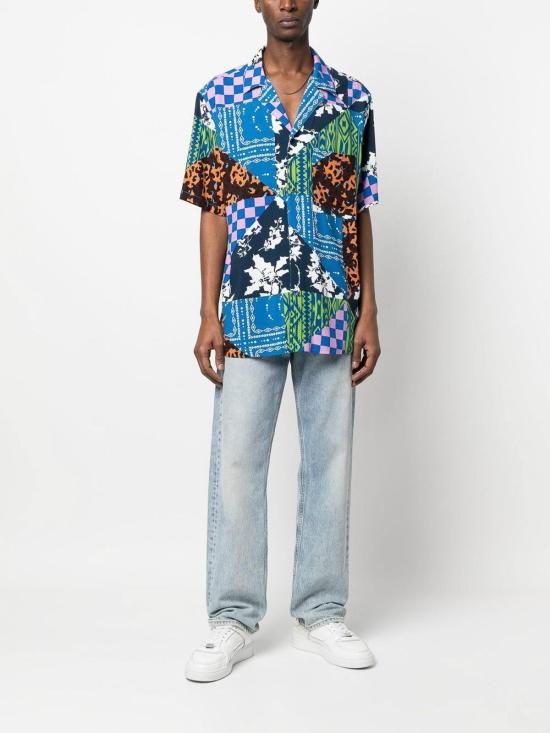  마르셀로 불론 반팔 셔츠 CMGG001S23FAB0024584 Blue - MARCELO BURLON