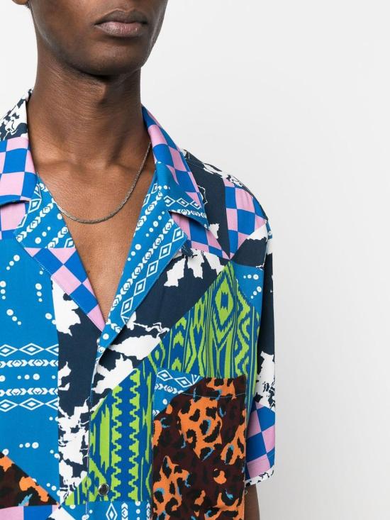  마르셀로 불론 반팔 셔츠 CMGG001S23FAB0024584 Blue - MARCELO BURLON