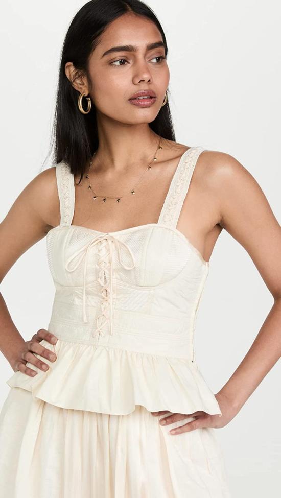  울라 존슨 민소매 티셔츠 올라 슬리브리스 코르셋 탑 베이지 - ULLA JOHNSON