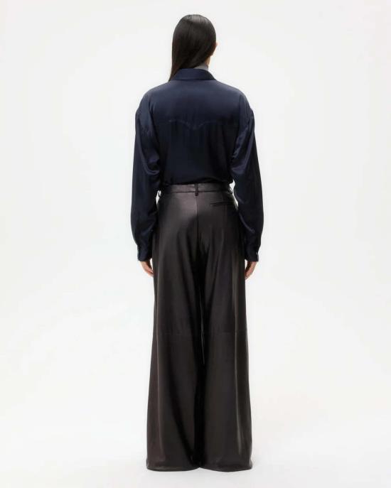  티더블유피 스트레이트 팬츠 Twp 에이버리 레더 팬츠 다크 미드나잇 - TWP