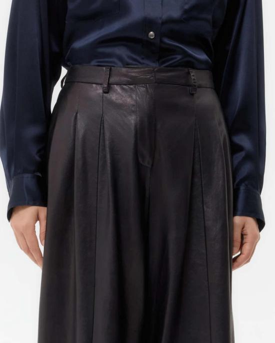  티더블유피 스트레이트 팬츠 Twp 에이버리 레더 팬츠 다크 미드나잇 - TWP