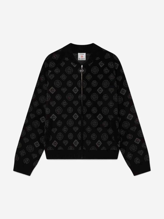 25FW 카사블랑카 봄버 자켓 KW 1124 01 MIX BLACK Black