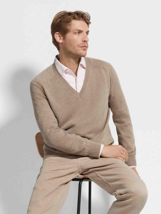 25FW 에르메네질도제냐 스웨터 UGK68A2 400 N92 Brown - ERMENEGILDO ZEGNA