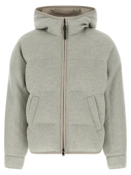 25FW 브루넬로 쿠치넬리 스파클링 캐시미어 잉글리시 립 니트 후드 다운 자켓  M01ET7728CCW76 SILVER