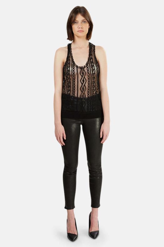  알렉산더 왕 민소매 티셔츠 번아웃 케이블 탱크탑 블랙 - ALEXANDER WANG