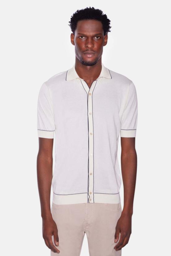  필리포 드 로렌티스 반팔 셔츠 필리포 드 라우렌티스 파인 코튼 반팔  화이트/블랙