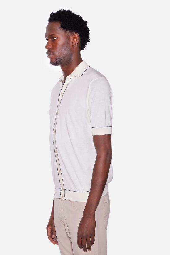  필리포 드 로렌티스 반팔 셔츠 필리포 드 라우렌티스 파인 코튼 반팔  화이트/블랙 - FILIPPO DE LAURENTIIS