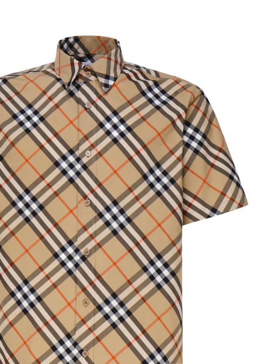 25FW 버버리 체크 반팔 셔츠 8087637 B9368 Beige - BURBERRY