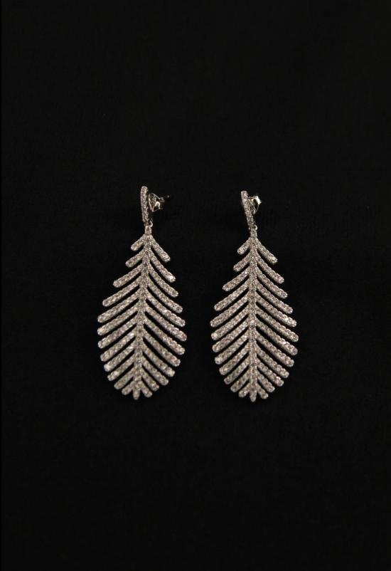  더 엔케이씨 스토어 이어링 Nkc 스토어 에디스 크리스탈 실버 리프 귀걸이