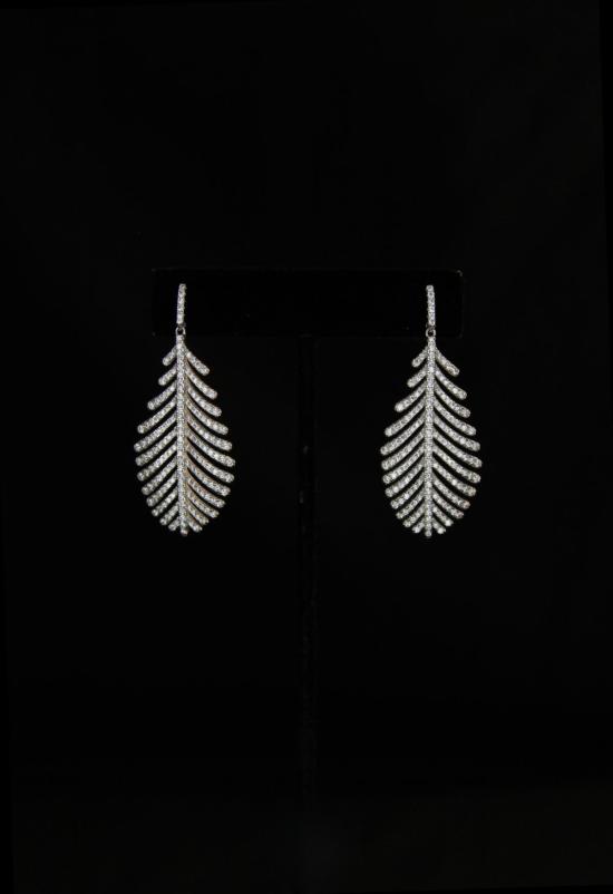  더 엔케이씨 스토어 이어링 Nkc 스토어 에디스 크리스탈 실버 리프 귀걸이 - The NKC Store