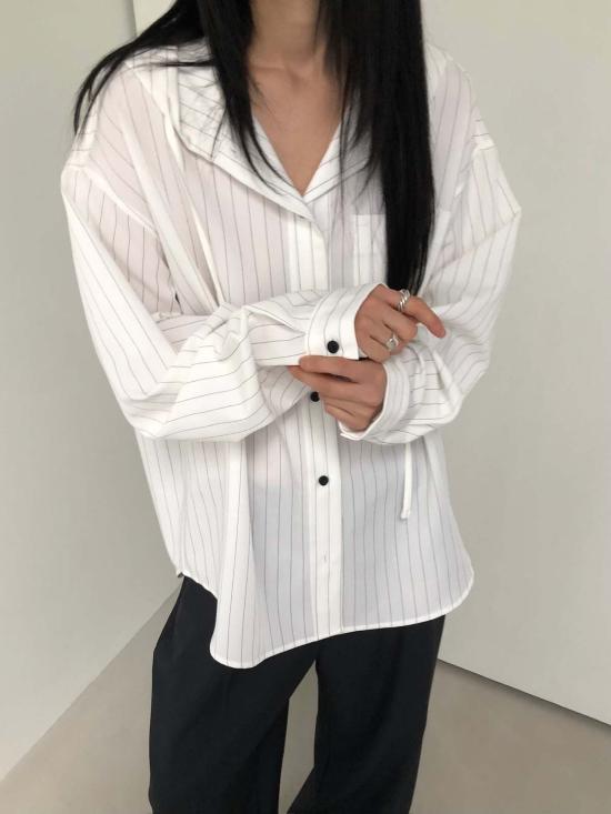  더 엔케이씨 스토어 자켓 Nkc 스토어 스트라이프 후드 샤켓 화이트 블랙 스트라이프 - The NKC Store