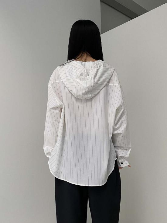  더 엔케이씨 스토어 자켓 Nkc 스토어 스트라이프 후드 샤켓 화이트 블랙 스트라이프 - The NKC Store