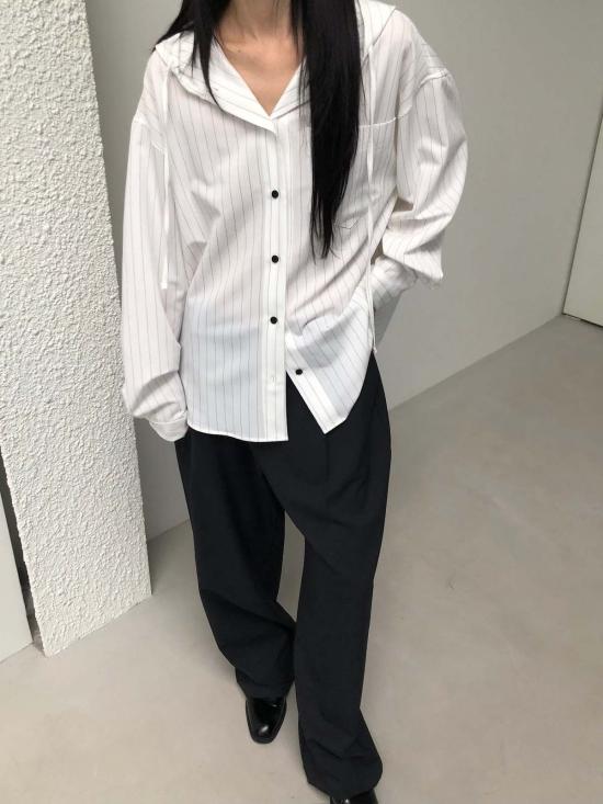  더 엔케이씨 스토어 자켓 Nkc 스토어 스트라이프 후드 샤켓 화이트 블랙 스트라이프 - The NKC Store