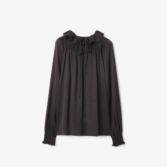 25FW 버버리 지오메트릭 실크 블라우스 8115914 Black