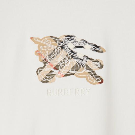25FW 버버리 EKD 체크 코튼 티셔츠 8116170 White - BURBERRY
