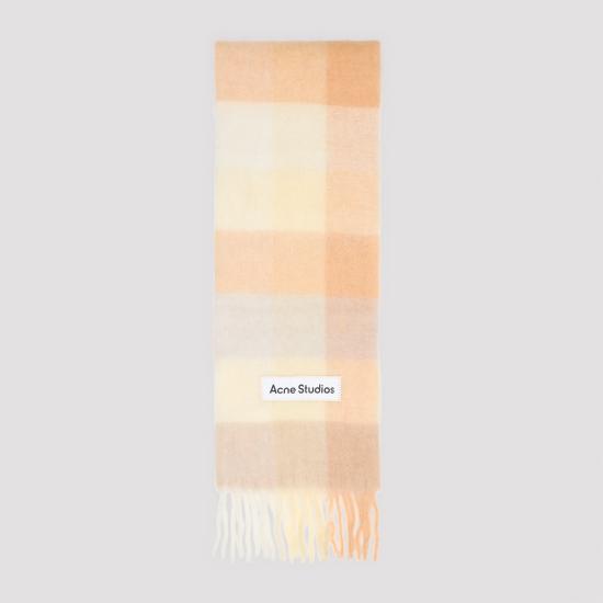 25FW 아크네 스튜디오 모헤어 체크 머플러 CA0084DS8 PEACH WHITE BEIGE DOM