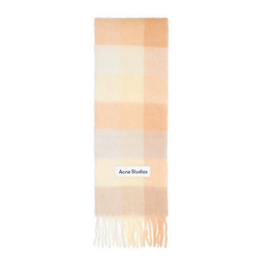 25FW 아크네 스튜디오 모헤어 체크 머플러 CA0084DS8 PEACH WHITE BEIGE DOM - ACNE STUDIOS