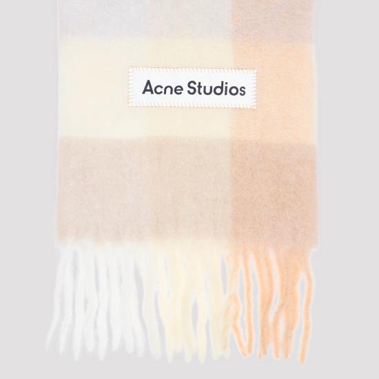 25FW 아크네 스튜디오 모헤어 체크 머플러 CA0084DS8 PEACH WHITE BEIGE DOM - ACNE STUDIOS