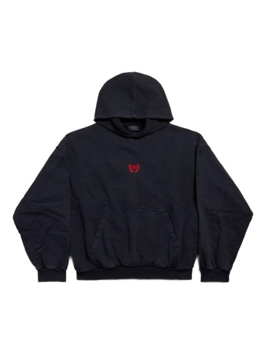 25FW 발렌시아가 미디엄 핏 후드 티셔츠 767877 TTVJ28483 Black