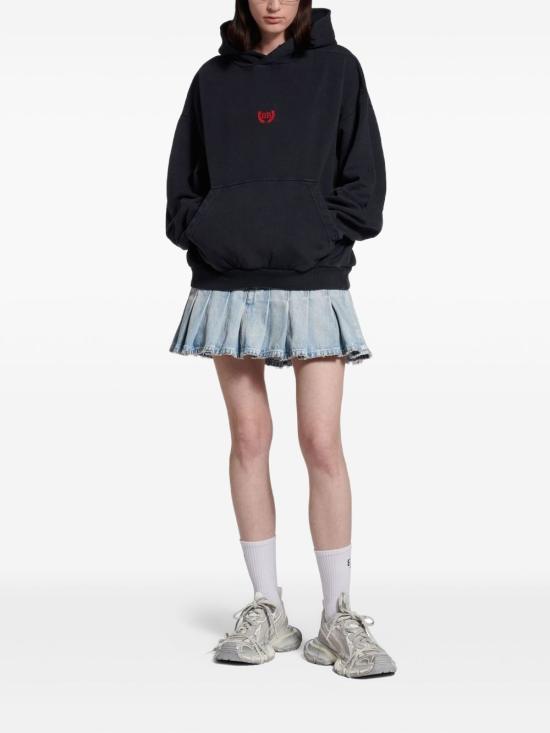 25FW 발렌시아가 미디엄 핏 후드 티셔츠 767877 TTVJ28483 Black - BALENCIAGA
