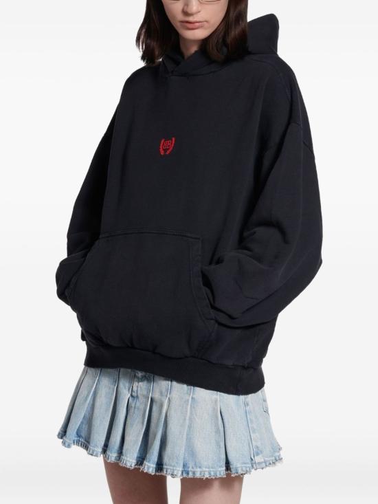 25FW 발렌시아가 미디엄 핏 후드 티셔츠 767877 TTVJ28483 Black - BALENCIAGA