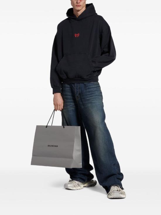 25FW 발렌시아가 미디엄 핏 후드 티셔츠 767877 TTVJ28483 Black - BALENCIAGA
