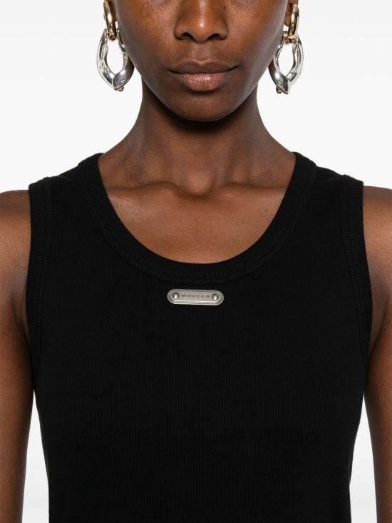 25FW 알렉산더 맥퀸 로고 플래킷 탱크탑 839507 QLAER1000 Black - ALEXANDER MCQUEEN