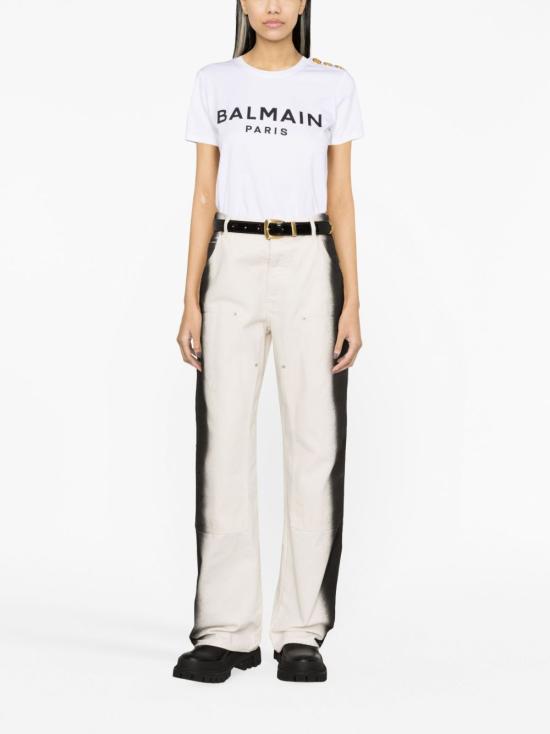25FW 발망 반팔 티셔츠 BF1EF005BB02 GAB White - BALMAIN