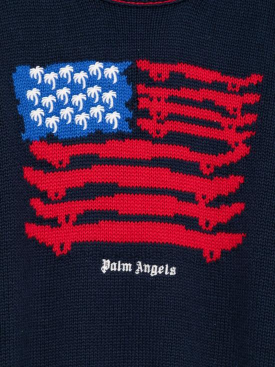 25FW [키즈] 팜앤젤스 니트/스웻셔츠 PBHE002F25KNI003 4625 Blue - PALM ANGELS