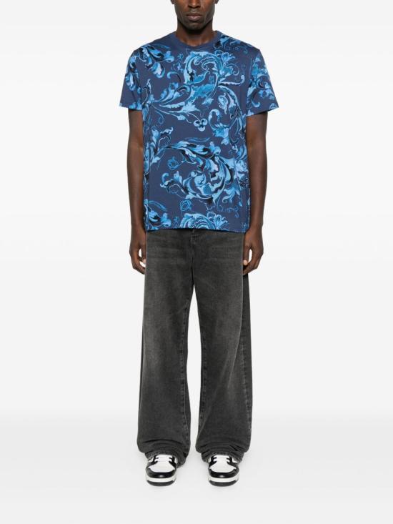 25FW 베르사체 반팔 티셔츠 79GAH6S0JS515 204 Blue - VERSACE