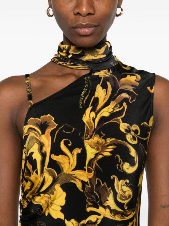 25FW 베르사체 미디 원피스 79HAO909JS500 G89 Black - VERSACE