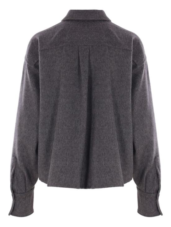 25FW 브루넬로 쿠치넬리 혼 버튼 울 셔츠 MD565EP706 C8160 Grey - BRUNELLO CUCINELLI