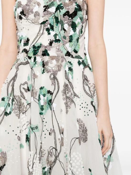  사이드 코베이시 롱 원피스 얇은 명주 미디, 비즈 드레스 - SAIID KOBEISY