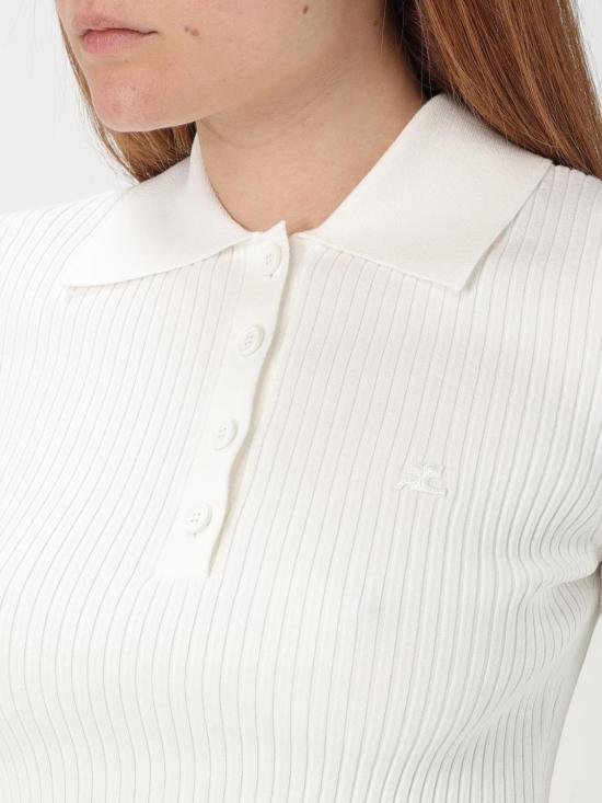 25FW 쿠레쥬 폴로 티셔츠 125MPO046FI0001 0001 White - COURREGES