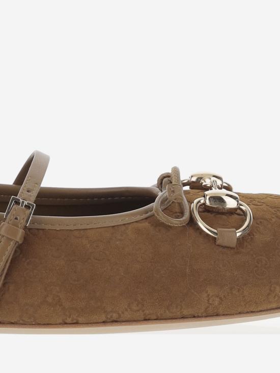 26SS 구찌 홀스빗 발레 플랫 슈즈 814413AAEEN 2808 Brown - GUCCI