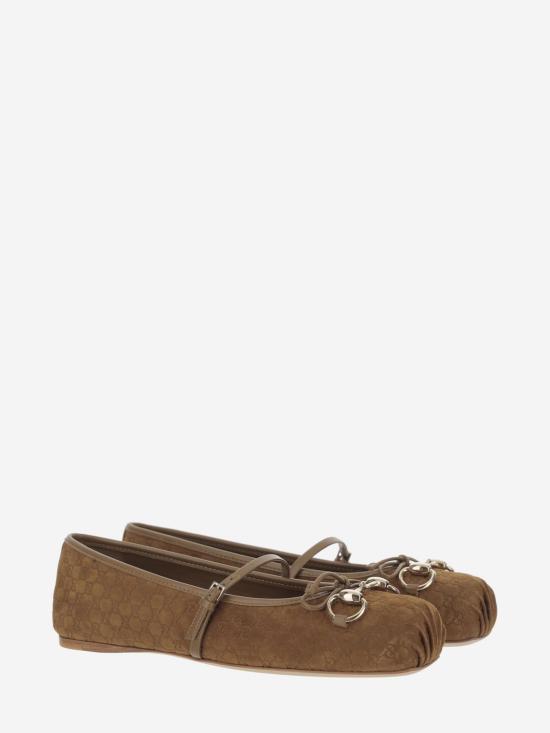 26SS 구찌 홀스빗 발레 플랫 슈즈 814413AAEEN 2808 Brown - GUCCI