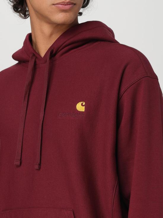 25FW 칼하트 WIP 후드 아메리칸 스크립트 스웨트셔츠 I028279 2BYXX Burgundy - CARHARTT WIP