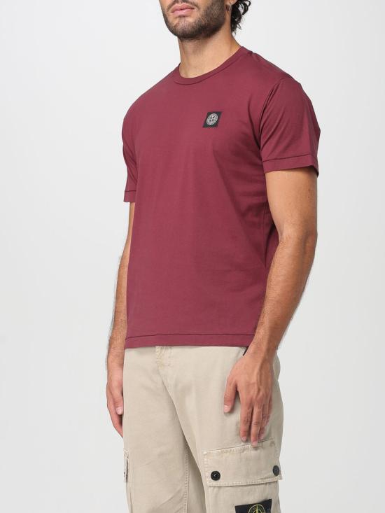 25FW 스톤 아일랜드 반팔 티셔츠 2100027S0013 V0012 Burgundy - STONE ISLAND