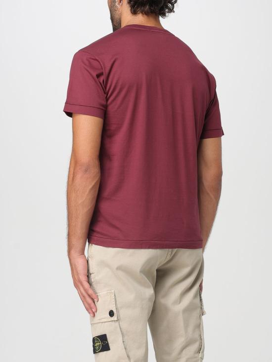 25FW 스톤 아일랜드 반팔 티셔츠 2100027S0013 V0012 Burgundy - STONE ISLAND