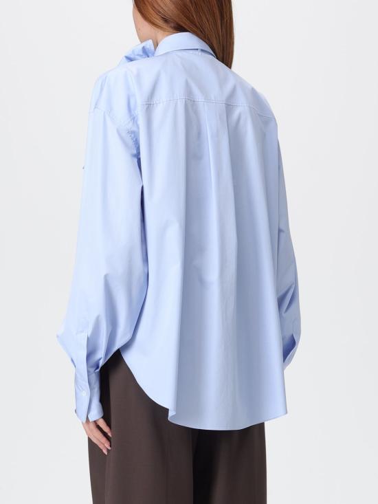 25FW 브루넬로 쿠치넬리 포플린 셔츠 위드 라발리에르 MH772MY526 C172 Gnawed Blue - BRUNELLO CUCINELLI