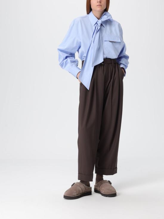 25FW 브루넬로 쿠치넬리 포플린 셔츠 위드 라발리에르 MH772MY526 C172 Gnawed Blue - BRUNELLO CUCINELLI