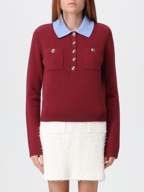 25FW 셀프 포트레이트 폴로 티셔츠 AW25021TABU BURGUNDY Red