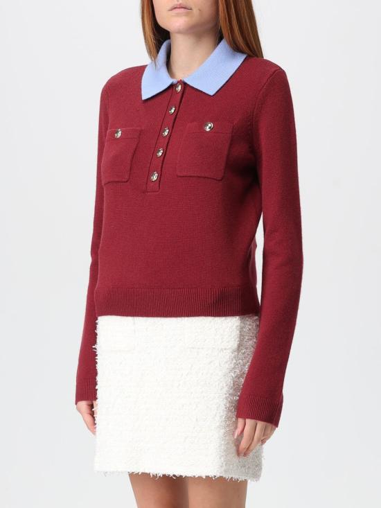 25FW 셀프 포트레이트 폴로 티셔츠 AW25021TABU BURGUNDY Red - SELF PORTRAIT