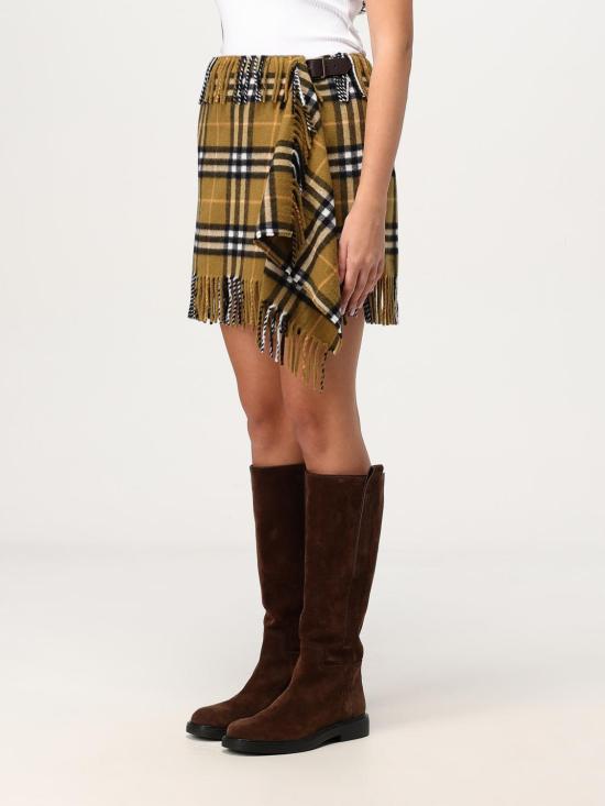 25FW 버버리 체크 울 캐시미어 스카프 스커트 8099716 Mustard - BURBERRY