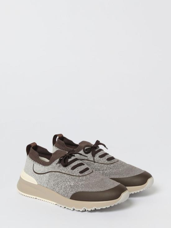 25FW 브루넬로 쿠치넬리 히트 본디드 디테일 테크노 코튼 니트 러너 스니커즈 히트 본디드 디테일 테크노 코튼 니트 러너  MZUEHRO342 CIZ16 Dark - BRUNELLO CUCINELLI