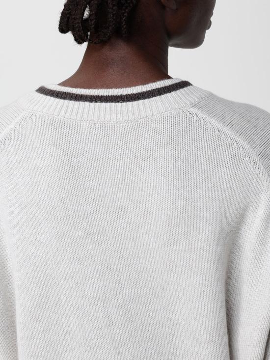 25FW 브루넬로 쿠치넬리 V넥 스웨터 M12527202 CEN69 Ivory - BRUNELLO CUCINELLI