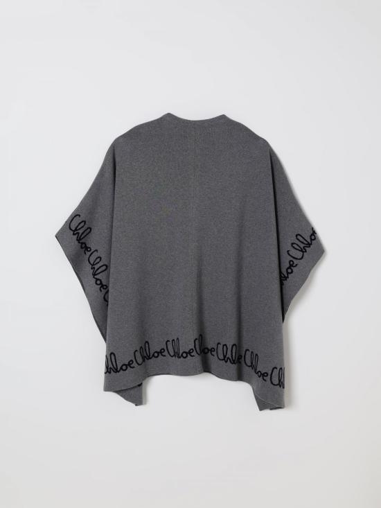 25FW [키즈] 끌로에 로고 자수 판초 C20667 A46 Grey - CHLOE