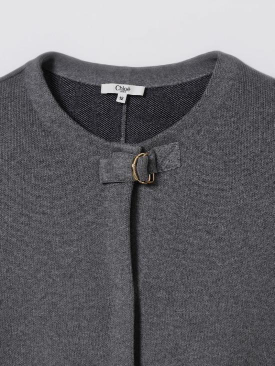 25FW [키즈] 끌로에 로고 자수 판초 C20667 A46 Grey - CHLOE