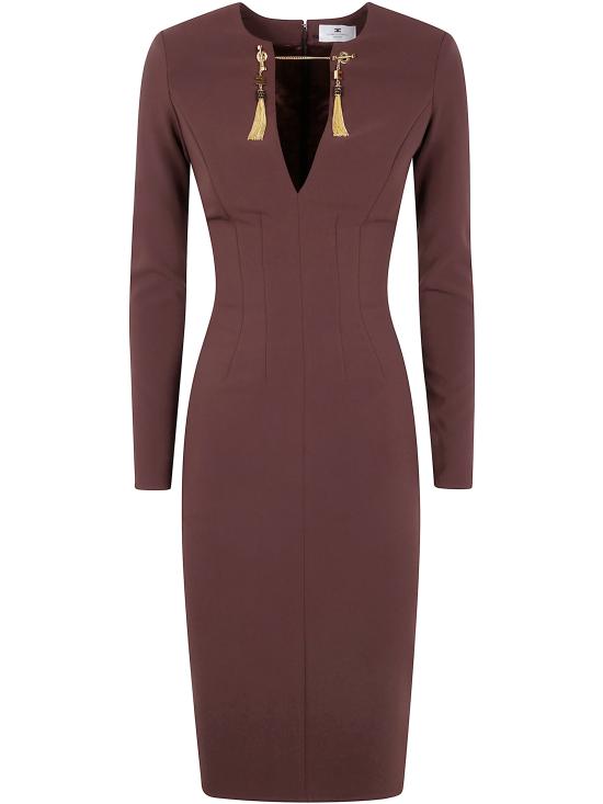 25FW 엘리자베타프랜치 미디 원피스 AB80557E2 EA3 BROWN - ELISABETTA FRANCHI