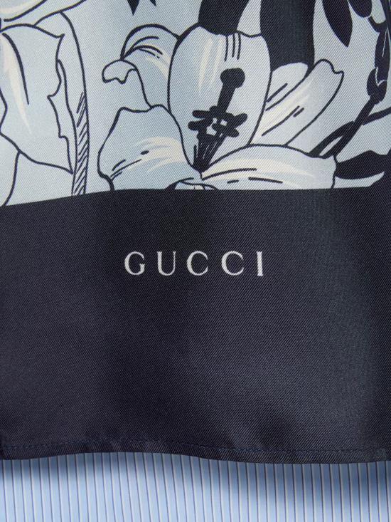 25FW 구찌 플로럴 스트라이프 코튼 트윌 셔츠 824032Z7AQZ4061 CLEAR BLUE - GUCCI